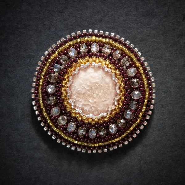 Handmade beaded brooch — Stock Photo, Image