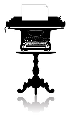 Typewriter on the coffee table clipart