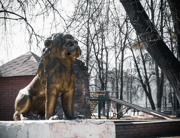 Lion Sculpture in a city park