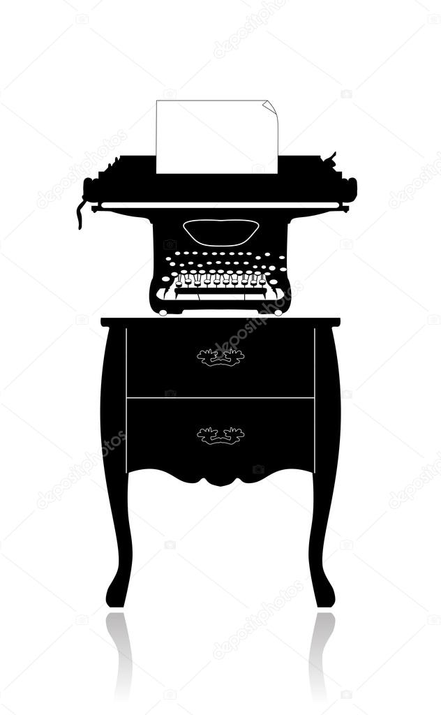 Old typewriter on a small table
