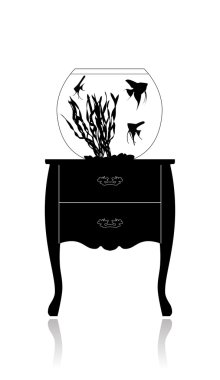 Round aquarium on a small table clipart
