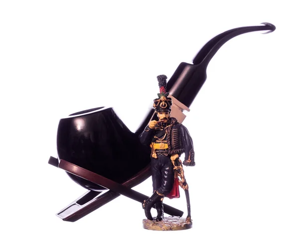 Figura de um hussar e cachimbo Fumar — Fotografia de Stock