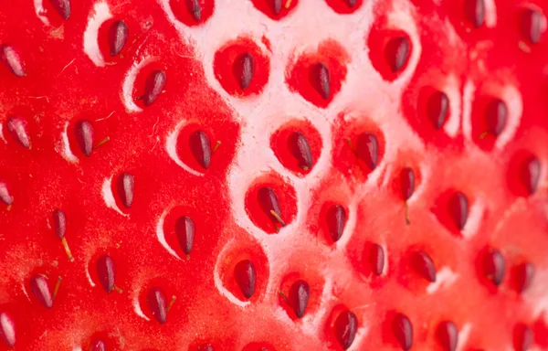 Extrem makro röd jordgubbe, bakgrund — Stockfoto