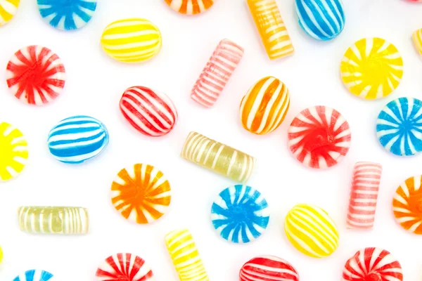 Many different color candies on white — Stock Photo, Image