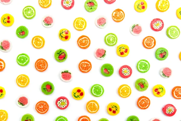 Many differnt tasty candies on white — Stock Photo, Image