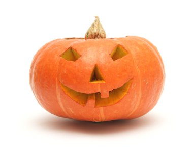 Turuncu kabak lantern üzerinde beyaz izole