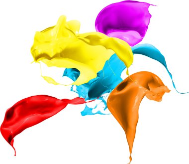 Colored paint splashes isolated 