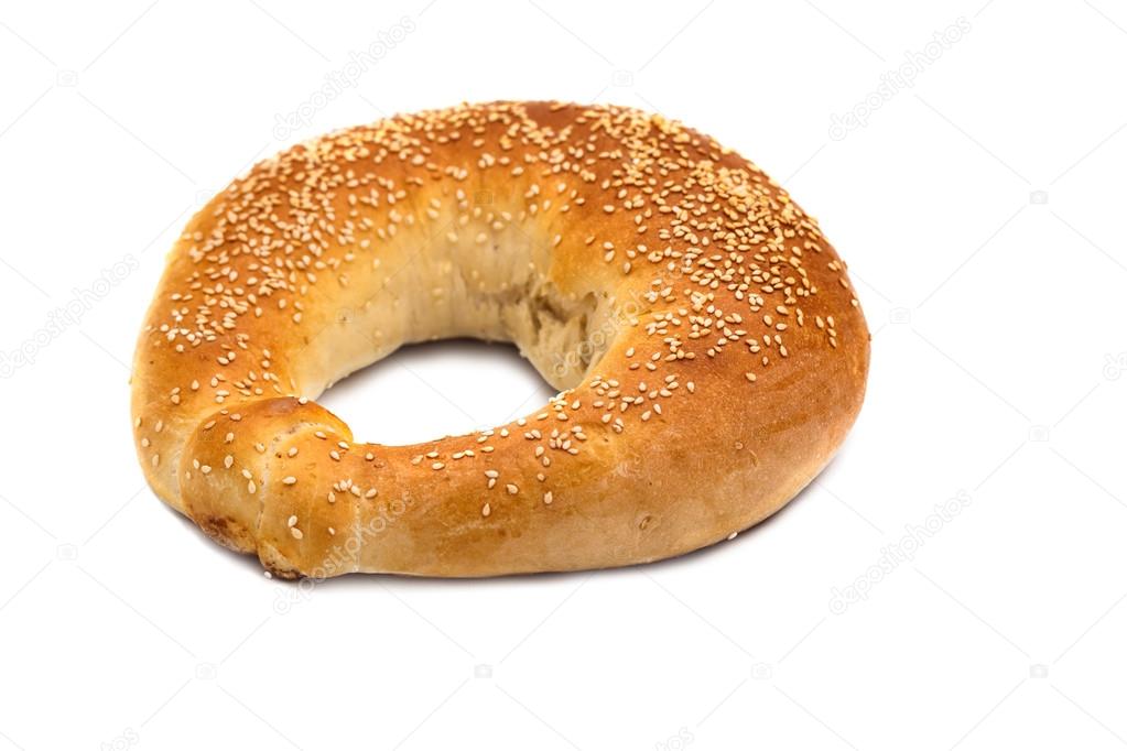 Bread in the form of a bagel on a white background
