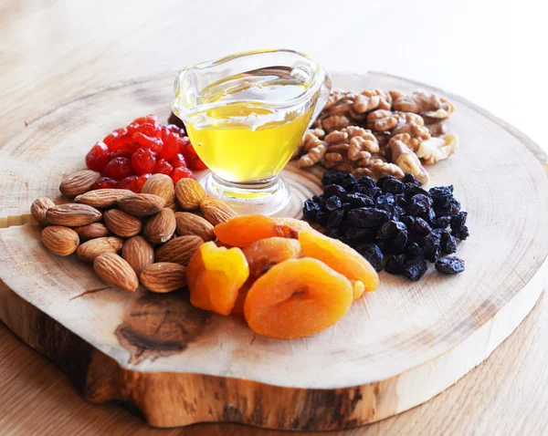 Assortment of nuts and dry fruits — Stock Photo, Image