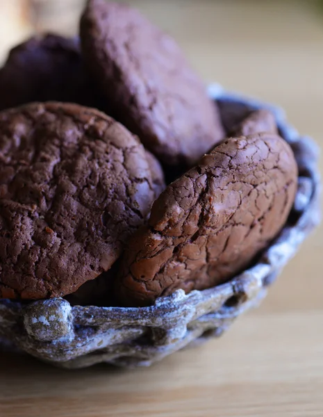 Chocolate cookies in a bowl — Stock Photo, Image