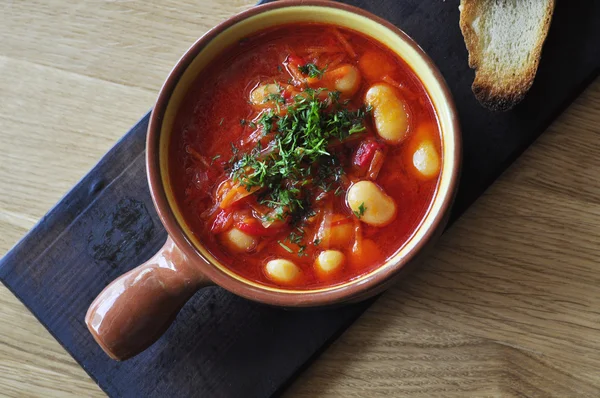 Sopa de frijoles en tazón —  Fotos de Stock