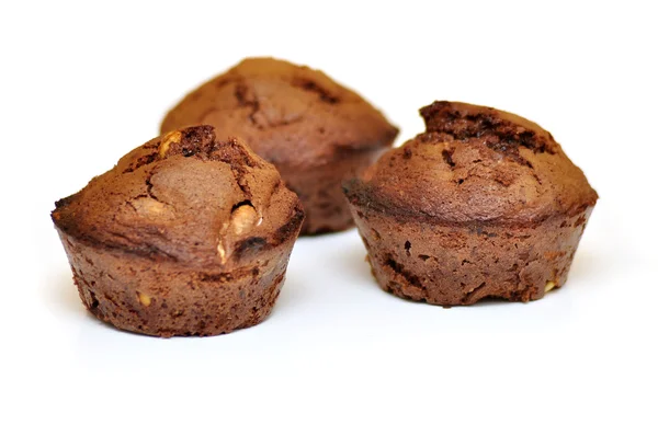 Schokolade Brownie Cupcakes mit Nüssen — Stockfoto