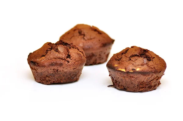 Choklad brownie cupcakes med nötter — Stockfoto