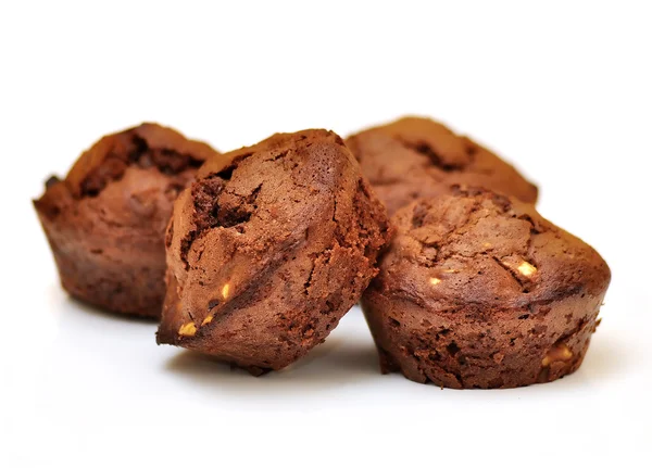 Choklad brownie cupcakes med nötter — Stockfoto