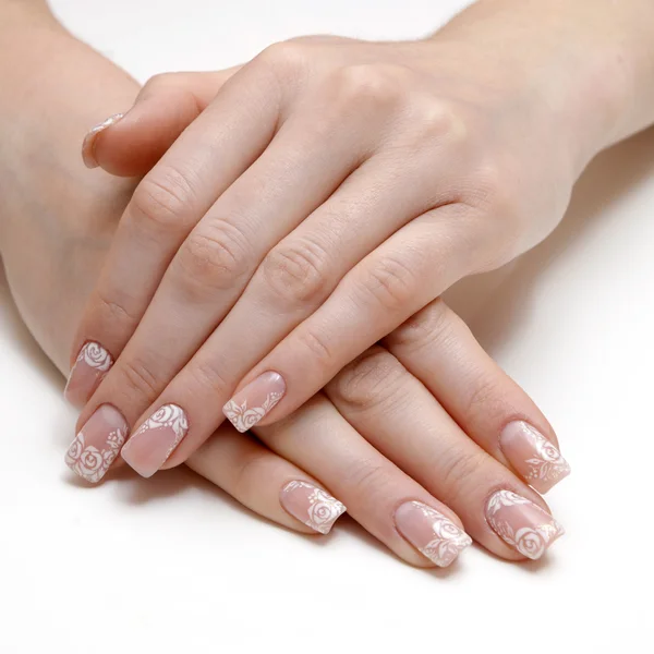 Manicura francesa y diamantes — Foto de stock gratis