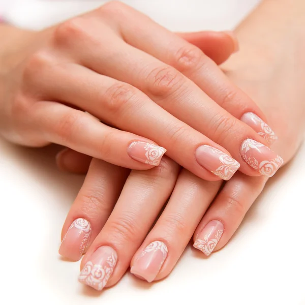 French manicure isolated — Stock Photo, Image