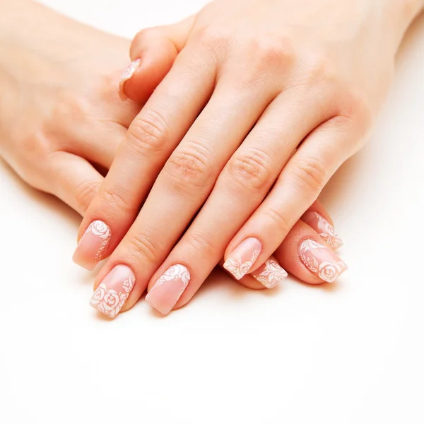 French manicure en rozen — Stockfoto