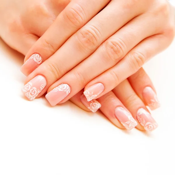 French manicure en rozen — Stockfoto