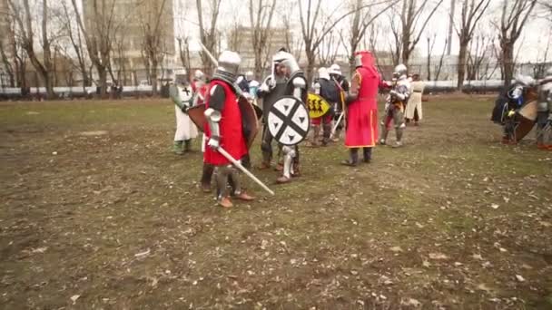 Ortaçağ savaşçıları Savaşta — Stok video