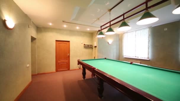 Interior of billiard room with pool table — Stock Video