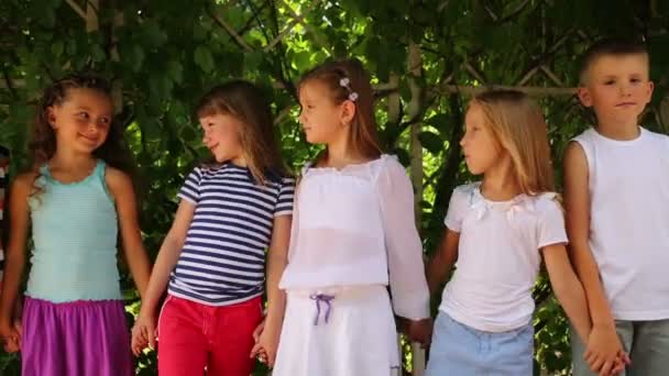 Enfants se tient haie verte — Video