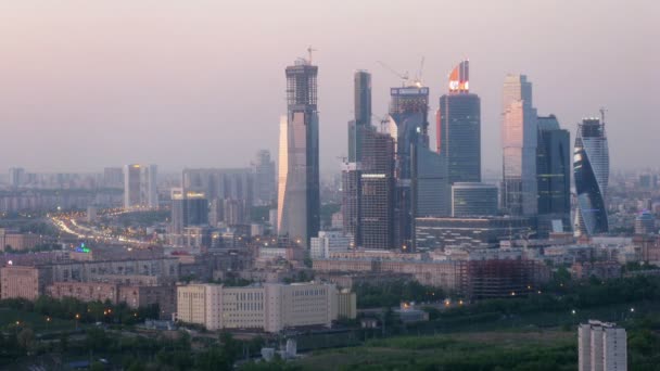Building of Moscow City business center — Stock Video