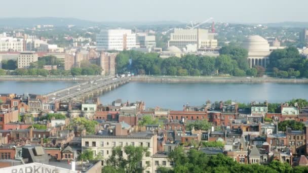 Edificios urbanos y puente — Vídeos de Stock