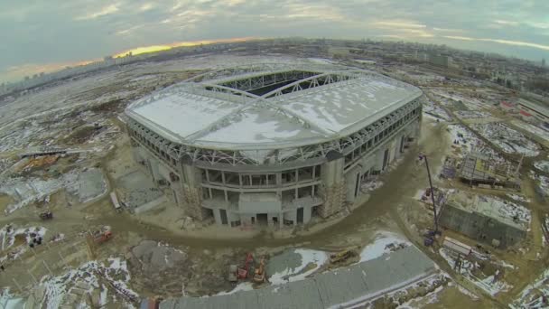 Byggarbetsplatsen av fotbollsstadion — Stockvideo