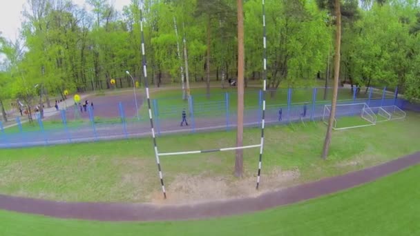 Rugby gate op veld — Stockvideo