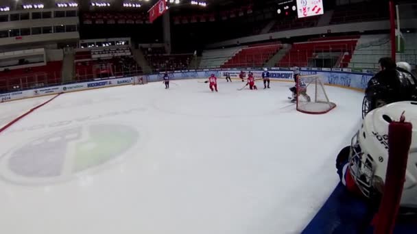 Jongens kijken naar hockey wedstrijd — Stockvideo
