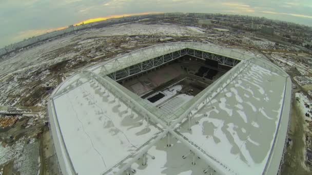 Construction site of soccer stadium — Stock Video