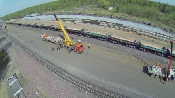 Construction site of beltway railroad — Stock Video