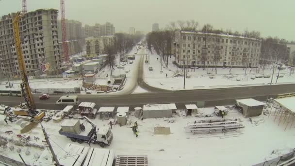 Shelkovskoe εθνική οδό στη μέρα του χειμώνα — Αρχείο Βίντεο