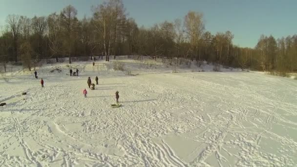 Personnes sur l'étang glacé — Video