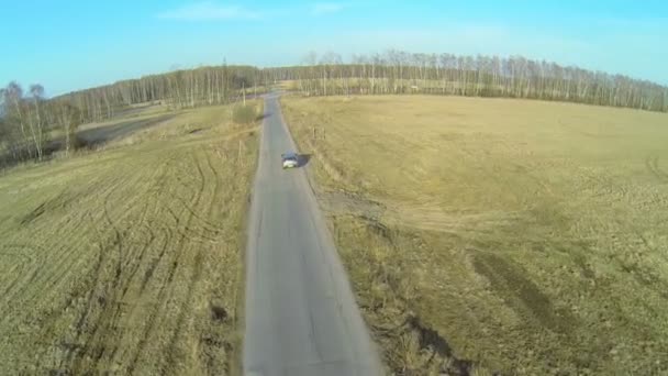 Busje rijdt over de weg — Stockvideo