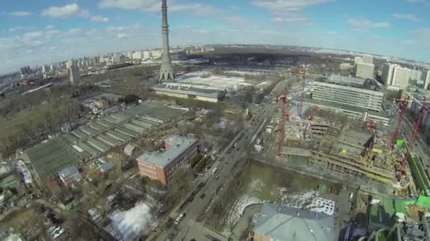 TV tower and building site — Stock Video
