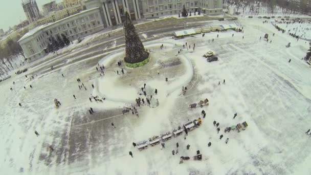 Praça Kuibyshev no dia de inverno — Vídeo de Stock