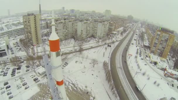 Monument of rocket Soyuz — Stock Video