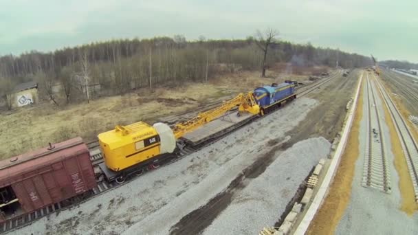 Construction site of railway tracks — Stock Video