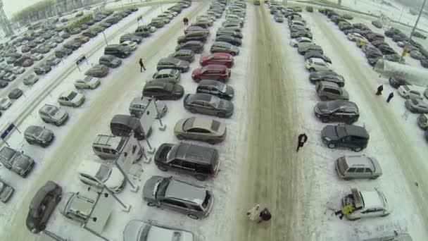 Large car parking near Mega — Stock Video