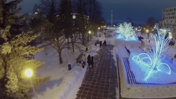 Adornos parpadean en el parque — Vídeos de Stock