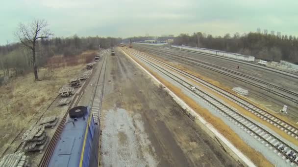 Lugar de construcción del ferrocarril — Vídeos de Stock