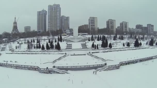 Banchina della città innevata — Video Stock