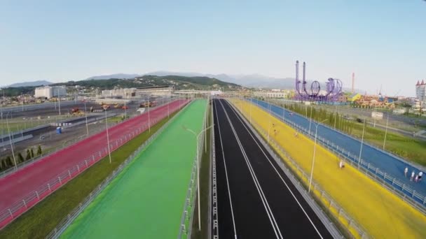 Color pedestrian bridges — Stock Video