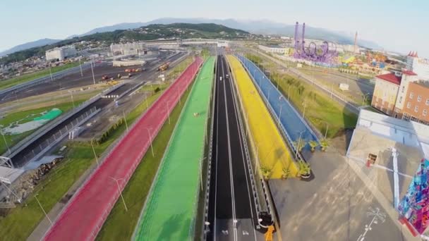 Color pedestrian bridges — Stock Video