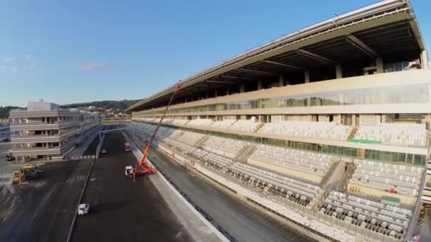 Construção do estádio de corrida de Fórmula 1 — Vídeo de Stock