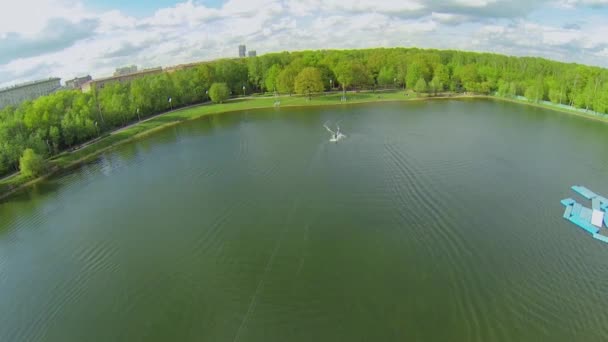 池でスポーツマンサーフィン — ストック動画