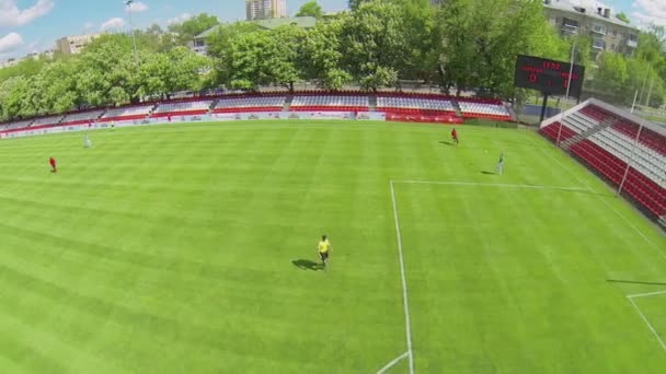 Partido de fútbol en el campo — Vídeo de stock