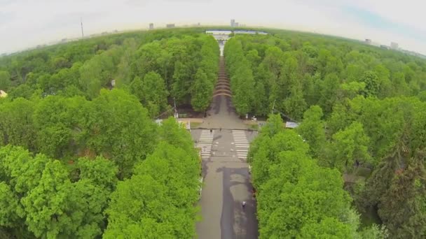 Аллея с дугами в большом парке — стоковое видео