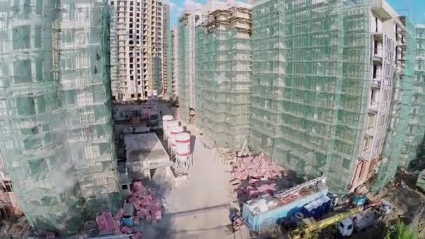 Construction site of residential complex — Stock Video